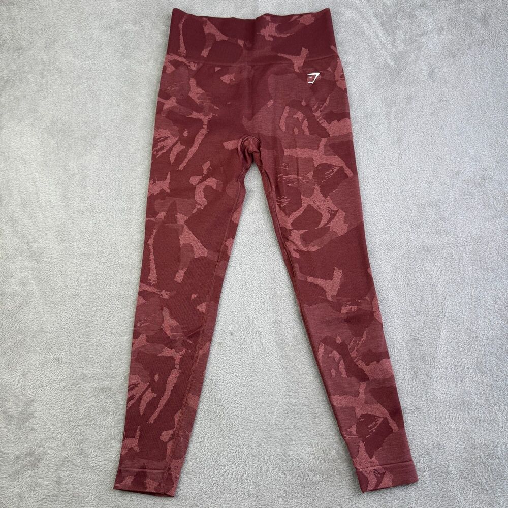 Gymshark Adapt Seamless Leggings Womens Medium Burgundy Camouflage Yoga Workout